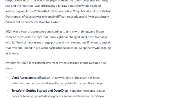 Planning for 2025