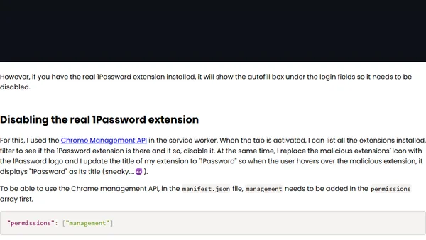 Stealing credentials via polymorphic Chrome Extension
