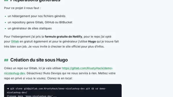 Créer, héberger et maintenir un site statique gratuitement