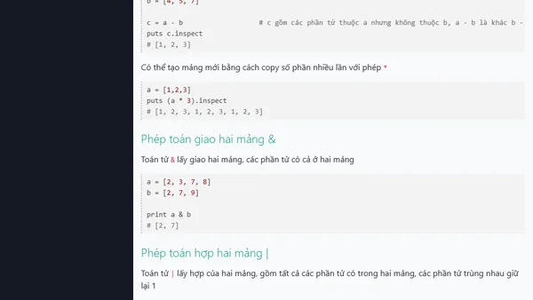 Mảng trong Ruby