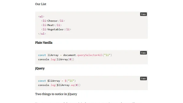 Ultimate jQuery/Plain Vanilla JS DOM Reference