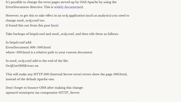 Custom HTTP error page in OBIEE / OAS