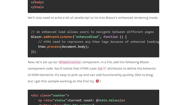 How To Use Blazor Server-Rendered Components with HTMX