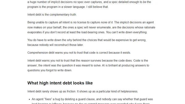 The Intent Debt
