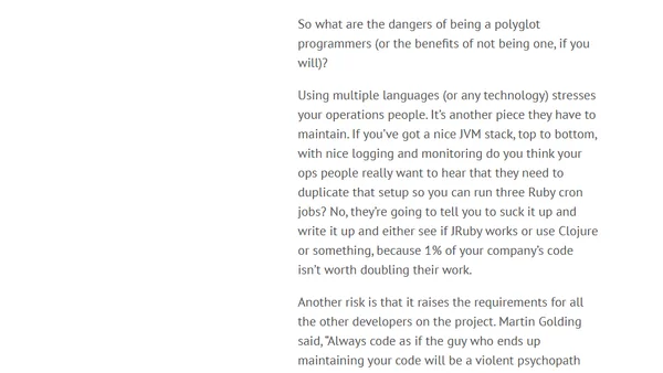 The perils of polyglot programming