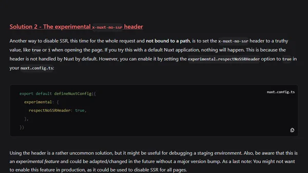 Dynamically enable SSR or SPA mode in a Nuxt 3 app