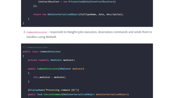 Processing commands with Hangfire and MediatR