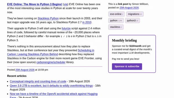 EVE Online: The Move to Python 3 Begins!