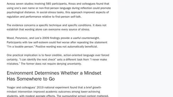 Mindset Training: What Mental Repetition Can and Cannot Do