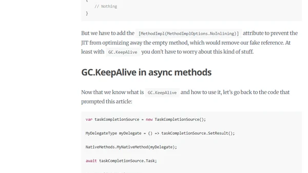 Using GC.KeepAlive in async methods