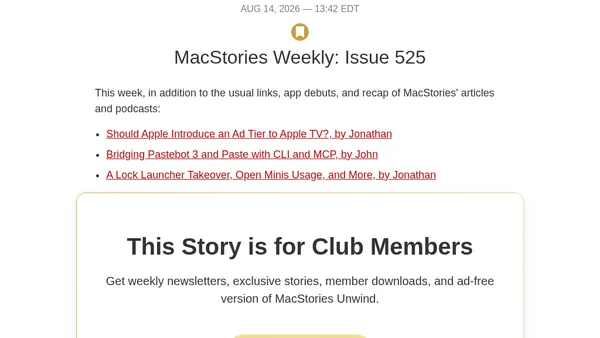 MacStories Weekly: Issue 525