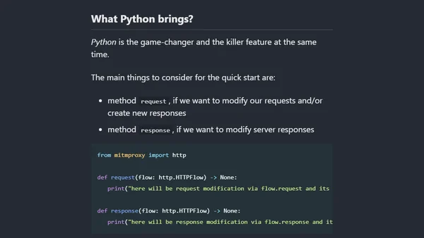 MITM can be pretty easy with Mitmproxy and Python