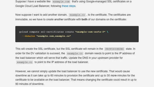 Rotating Google-managed SSL certificates with zero downtime