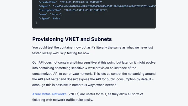 Building a .NET Core API, host it in Azure Container Instances from a private Container Registry and enable HTTPS using Application Gateway