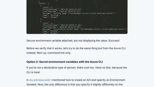 Azure Container Instances (ACI) and Secrets - Using Secure Environment Variables