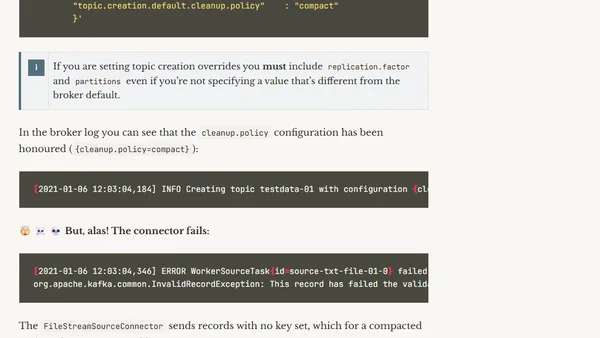 Creating topics with Kafka Connect