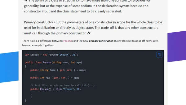 C# 12: Primary Constructors