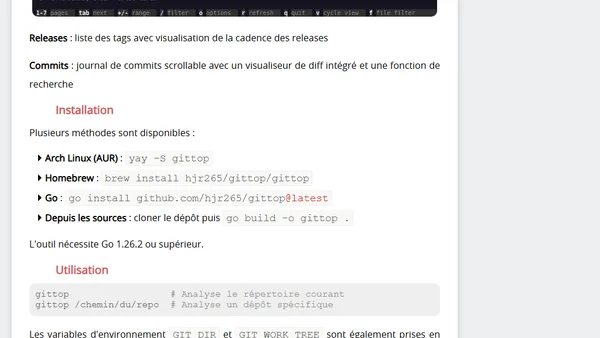 gittop, un TUI pour visualiser les statistiques d'un dépôt Git