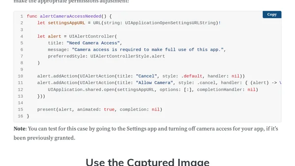 Swift Cheat Sheet for iPhone Camera Access and Usage