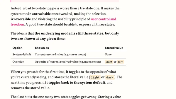 Dark mode toggles: two states are enough