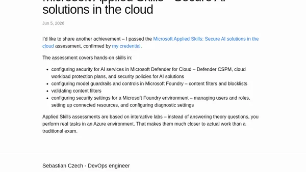 Microsoft Applied Skills - Secure AI solutions in the cloud