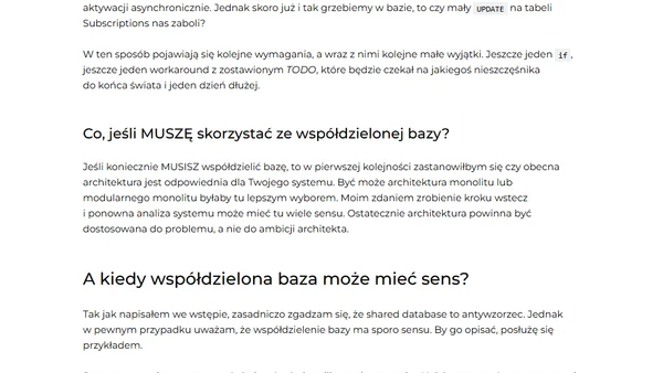 Antywzorzec shared database
