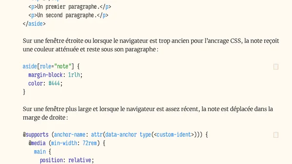 Notes de marge avec le positionnement par ancre CSS