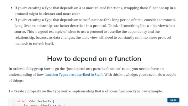 Working with Swift:  Adopt a Protocol or Pass a Function?