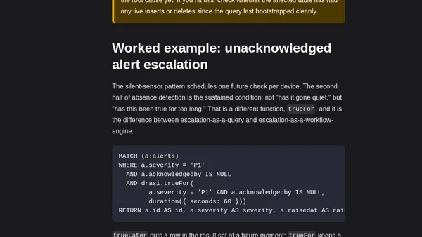 Detecting absence: querying for the events that never happened