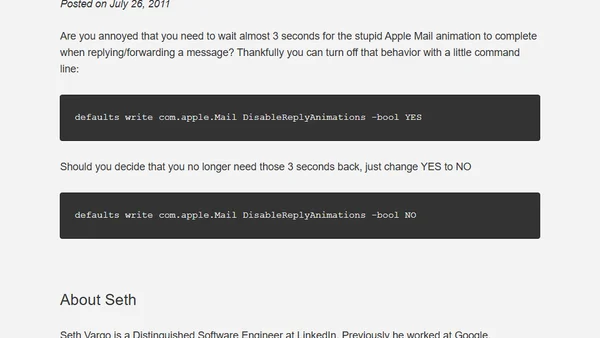 Disable Apple Mail animations in OSX Mountain Lion