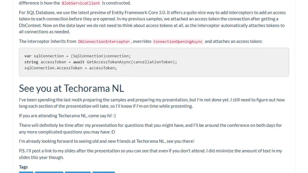 Speaking at Techorama NL 2019 about Managed Identities
