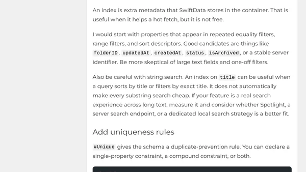 Make SwiftData Searches Fast With #Index And #Unique