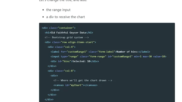 The Old Faithful Geyser Data shiny app with webR, Bootstrap &amp; ExpressJS