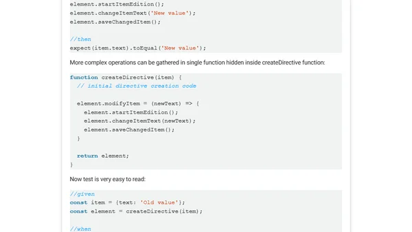 Page object pattern for javascript components testing