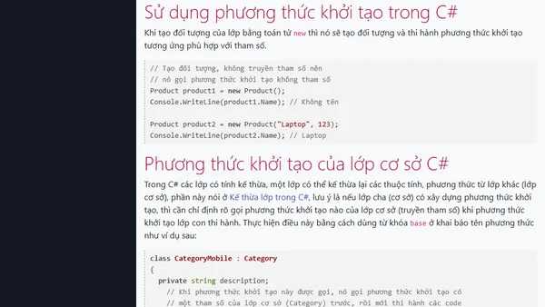 Khởi tạo phương thức khởi tạo trong C Sharp