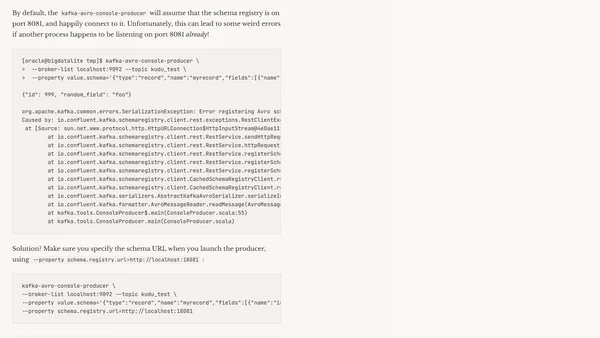 kafka-avro-console-producer - Error registering Avro schema / io.confluent.kafka.schemaregistry.client.rest.exceptions.RestClientException