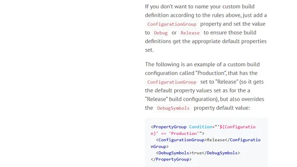 Creating custom build configurations for the .NET Core project format