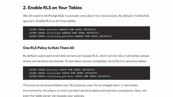 Row Level Security in Serverless PostgreSQL for HIPAA Compliance