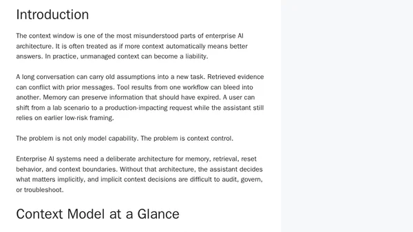 The Context Window Trap in Enterprise AI: Designing Memory, Reset, and Retrieval Boundaries