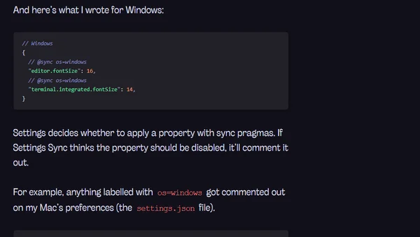 Syncing Visual Studio Code settings between Mac and Windows