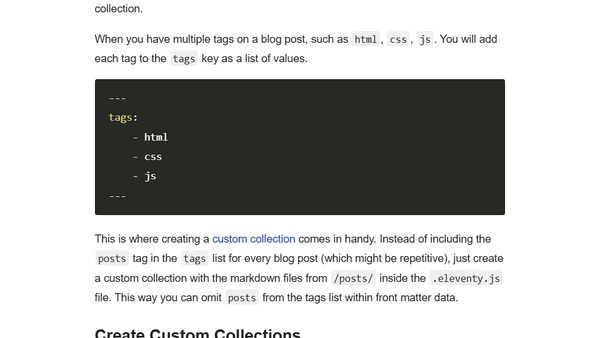 Create a Custom Collection with Eleventy