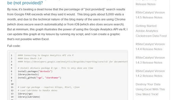 (not provided): Using R and the Google Analytics API
