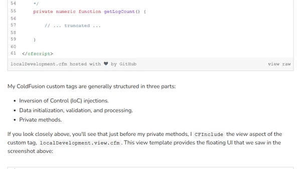 The Developer UI Widget In My ColdFusion Applications