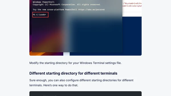 Set the default starting directory in Windows Terminal