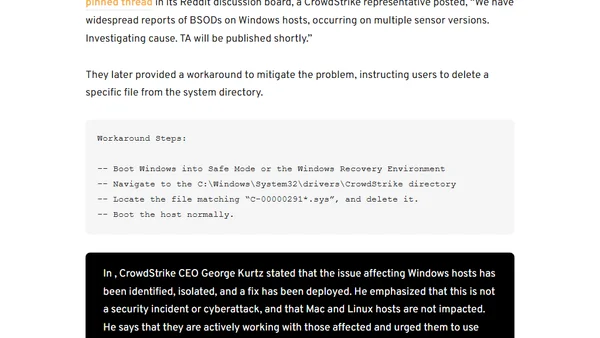 CrowdStrike bug causes global IT services outage; fix deployed