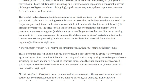 "Streaming vs. Batch" Is a Wrong Dichotomy, and I Think It's Confusing