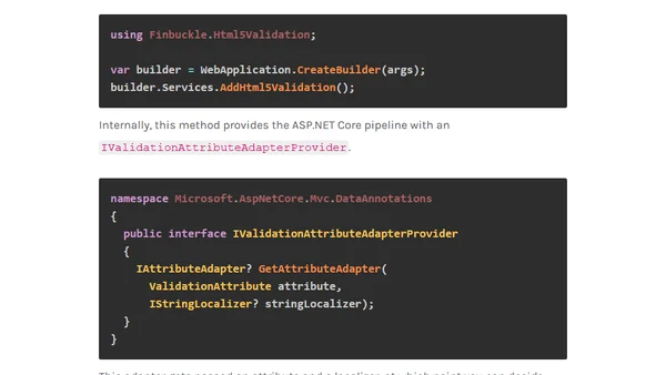 HTML5 Validation for ASP.NET Core Models and Razor Views