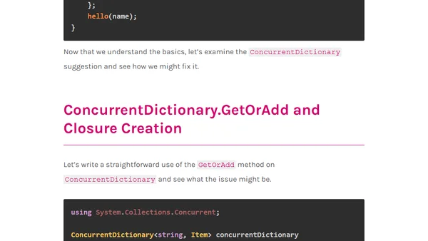 The Curious Case of .NET ConcurrentDictionary and Closures