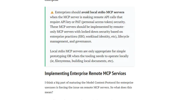 Avoid stdio! MCP Servers In Enterprise Should Be Remote