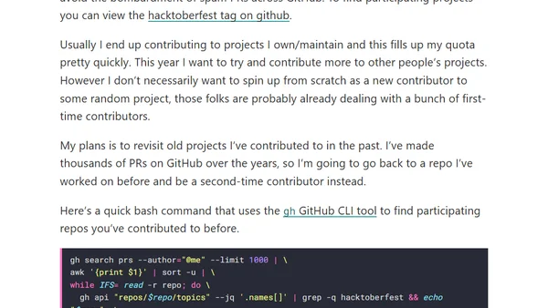 Revisiting old contributions for Hacktoberfest